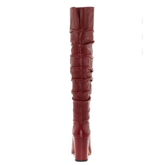 INC International Concepts Tabithaa Leather Over The Knee Boots Merlot 5M - Picture 4 of 8